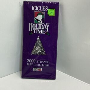 Vintage Holiday Time Silver Christmas Icicle Tinsel 2000 Strands 18 Inch USA NOS